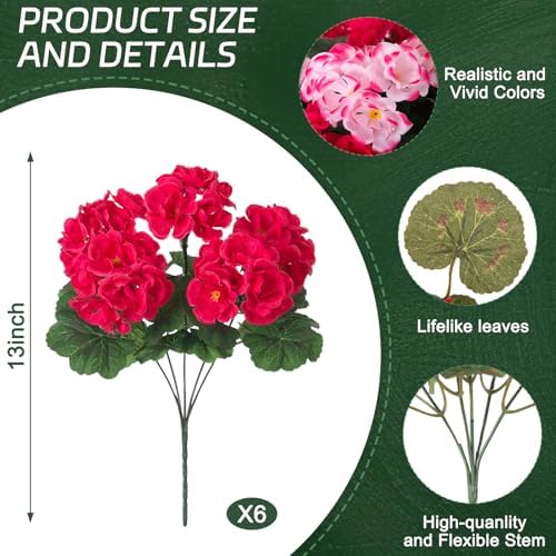 Ammyoo Artificial Geranium Flowers for Outdoors Fall Decoration - Image 3