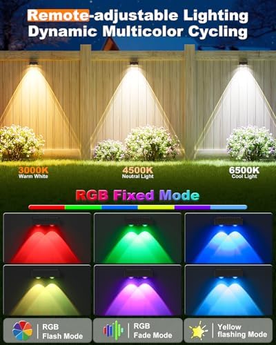 VOLISUN Solar Fence Lights with Remote Control 12 Pack, 50 LM Fence Lights - Image 4