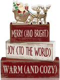 Moucuny 4 Pcs Christmas Table Decoration for Home Wooden Santa Sleigh Signs by Moucuny