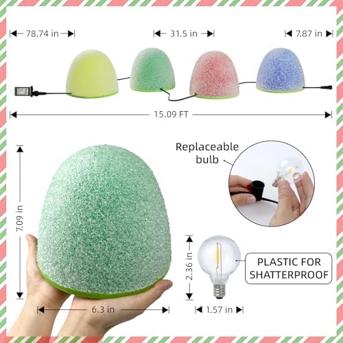 Illuminated Gumdrop Christmas Pathway Lights Outdoor Decorations, Connectable 4Pcs Light Up Gum Drop with Timer for Yard, Cute Holiday Christmas Outside Decor for Porch,Walkway, Gingerbread Theme - Image 2
