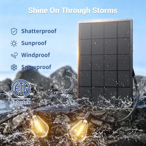 30FT Solar String Lights Outdoor Waterproof, 10+1 LED Solar Powered Lights with Remote Control, 3 Light Modes & Dimmable, USB-C Charging for Patio, Backyard, Garden, Camping - Image 4