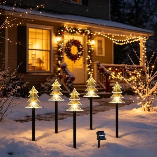 10 Pack Christmas Solar Pathway Lights, Solar Tree Lights Outdoor - Image 3