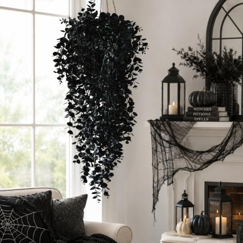 Waipfaru 4Pcs Artificial Hanging Plants, Black Halloween Wall Decor - Image 2