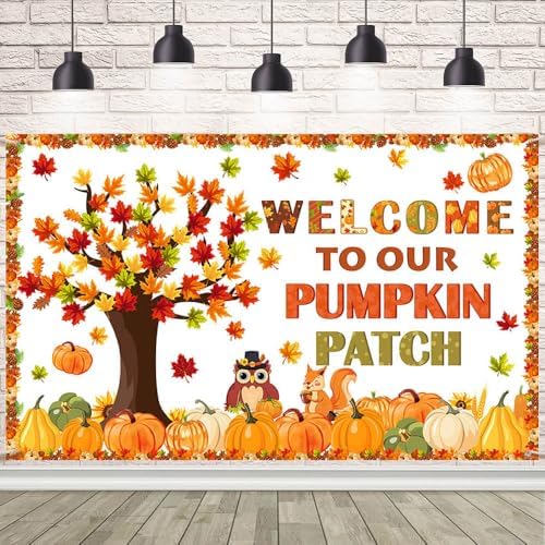 AIBIIN 7x5ft Welcome to Our Pumpkin Patch Banner Decorations by AIBIIN