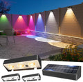 JOFIOS Solar Fence Lights Outdoor, 4 Pack, 9 Fixed Colors ＆ Color Changing Fence Lights Solar Powered Waterproof IP65 Dusk-to-Dawn LED Deck Lighting for Patio, Railing, Pool, Porch, Backyard, Wall by JOFIOS