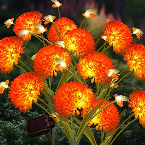 Solar Garden Lights, 6 Pack Swaying Bee Lights with Flowers, Waterproof Firefly Light Outdoor for Garden Patio Yard Pathway Decoration, Gifts for Women Mother's Day by MRHEPHAESTUS