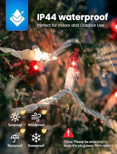 Hopolon 13FT 50 Red Clear Christmas Incandescent Mini String Lights 2 Pack - Image 6
