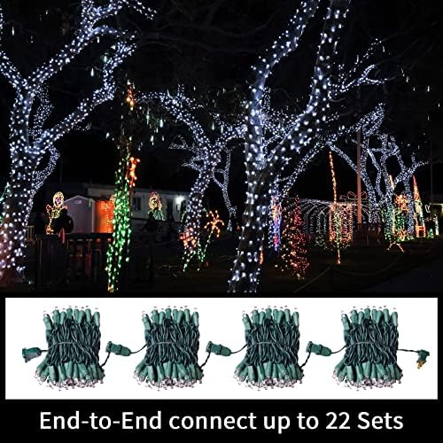 LAMPHOME 100LED Cool White Christmas String Lights Outdoor/Indoor (Extendable Green Wire, Ultra-Bright, UL Certified), Fairy String Lights Plug-in Waterproof for Christmas Tree Wedding Party - Image 4