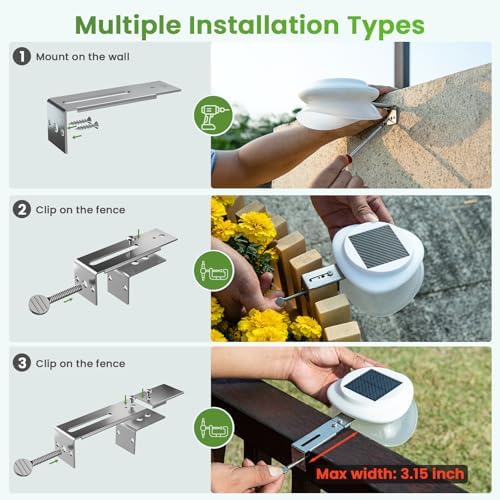 JSOT Solar Deck Lights Perfect for Fence, Deck Rail, Wall Décor-Warm White 6P-White - Image 5