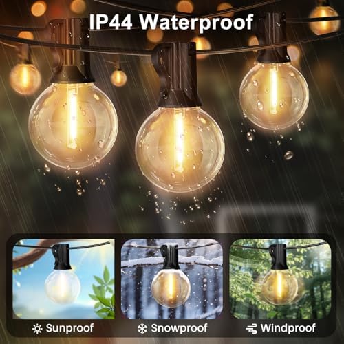 LAMPHOME LED Outdoor String Light, 51 Feet Patio Lights with 25+2 Edison Shatterproof Bulbs(2 Spare), UL Waterproof Outside Lights connectable Dimmable for Backyard Porch Decor - Image 3