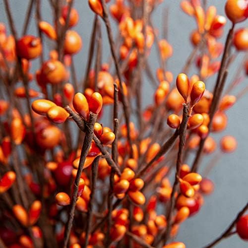 JINGHONG 6 Pack Fall Berry Stems 17" Tall Orange Berry Picks Artificial Floral Picks for Vases Centerpieces AutumnThanksgiving Harvest Festival Celebration(Orange) - Image 4