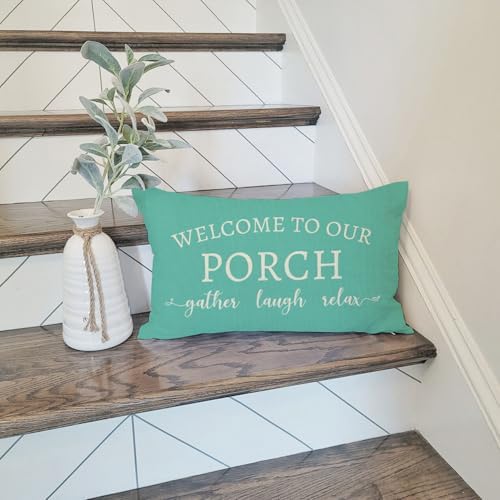 PANDICORN Outdoor Lumbar Throw Pillow Covers 12x20 Inch Set of 2, Turquoise - Image 7