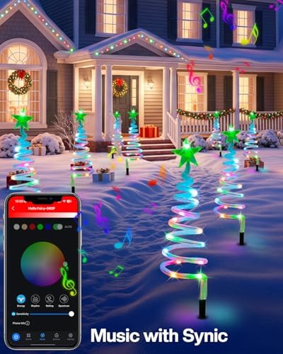 8 Pack Smart Control RGB Connectable Christmas Spiral Tree Pathway Lights - Image 5