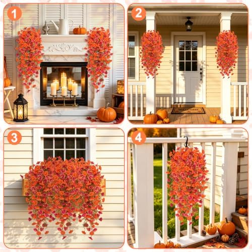 Artificial Hanging Fall Flowers for Outdoors, 2 PCS Fall Decoration - Image 5