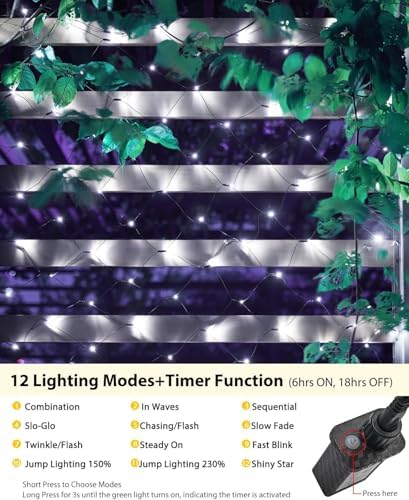 2 Pack 12×5FT 360 LED Christmas Net Lights Outdoor Mesh Lights Waterproof - Image 2