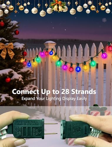 50Ft G40 LED Multicolor Christmas Lights Outdoor, Shatterproof Frosted Globe String Lights with 27 Ceramic Bulbs(2 Spare), Waterproof Hanging Patio Lights for Bistro Porch Party Holiday Decorations - Image 5
