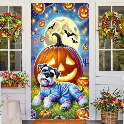 BlissYard Halloween Door Cover Dog Pumpkin 35x71 Inch Polyester - Image 4