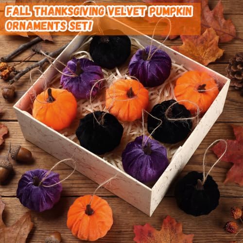 Vercraft 12 Pcs Fall Pumpkin Hanging Ornament, Fall Tree Decor, Classic - Image 3