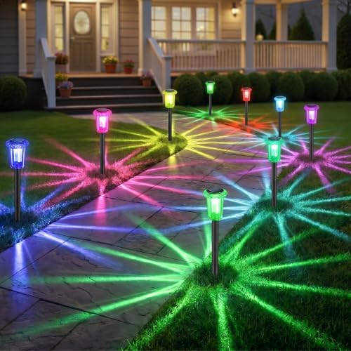 Eyrosa Solar Pathway Lights Outdoor Waterproof Starburst Pattern 10 Pack - Image 6