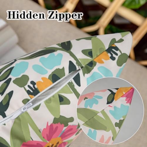 Pyonic Outdoor Pillows Cover Pack of 2 Floral Waterproof Throw Pillow Covers 12X20 inch Outdoor Lumbar Pillows for Patio Furniture Garden Outside Waterproof Throw Pillows - Image 3