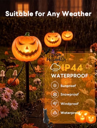 Halloween Pumpkin Pathway Lights, 7 FT 4 Pack Plug In LED Stake Lights - Image 5