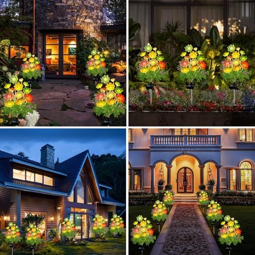 Kohlrabi Solar Garden Lights Outdoor, Upgraded 6 Pack Succulent Solar Lights, Gardening Gifts for Women, Succulent Plant Yard Decor Waterproof for Lawn Patio Pathway - Image 7