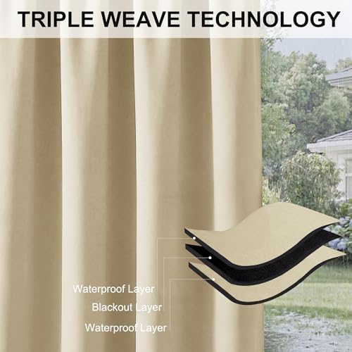RYB HOME Outdoor Curtains for Patio Waterproof Privacy Thermal Insulated - Image 6
