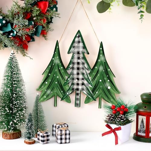 Boao Christmas Tree Door Decor Christmas Wooden Sign Door Hanger - Image 6
