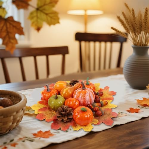 winemana Fall Decorations for Home Mini Pumpkins Gourds & Leaves Set - Image 6
