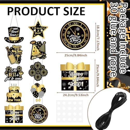 Yaomiao 2 Sets 2026 Happy Lunar New Year Decorations, Black and Gold Chinese New Year Door Banner Home Hanging Decor Years Eve Party Supplies 2026 Decorations for Outdoor Indoor Home Wall - Image 2