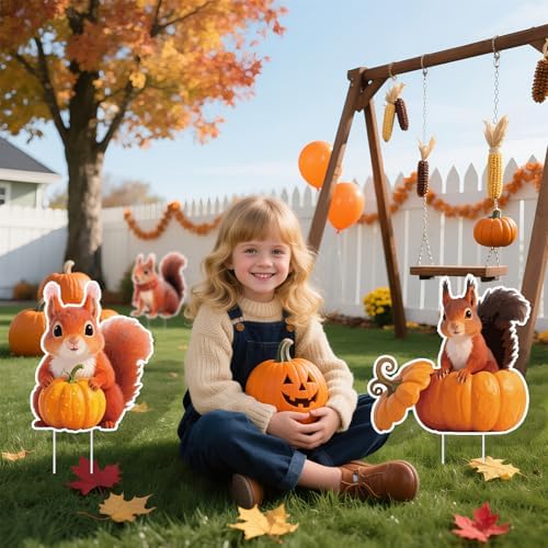 6Pcs Thanksgiving Yard Signs Stakes,The Nut Squirrel Pumpkin Fall Outdoor Decorations for Home Outdoor Yard Patio Lawn Decor, Garden Decorations - Image 6