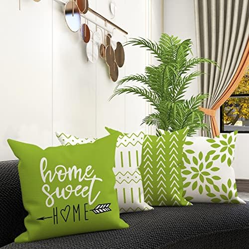 YCOLL Pillow Covers 18x18 Set of 4, Modern Sofa Throw Pillow Cover, Decorative Outdoor Linen Fabric Pillow Case for Couch Bed Car, Sage Green - Image 2