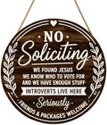 No Soliciting Sign for Front Door Funny Not Knocking Disturb Round Outdoor Hanging Wooden Door Sign for House No Soliciting Home Office Porch Wreath Hanger Sign for Outside Doorbell Wall 12"X12" by Unknown