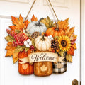 Fall Door Decor Wooden Pumpkin Door Hanger, Welcome Sign for Front Door by Unknown
