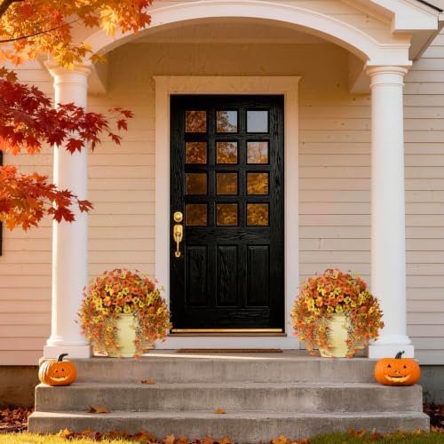 Homsunny Artificial Fake Mums Fall Flowers for Outdoor Outside Decoration - Image 3