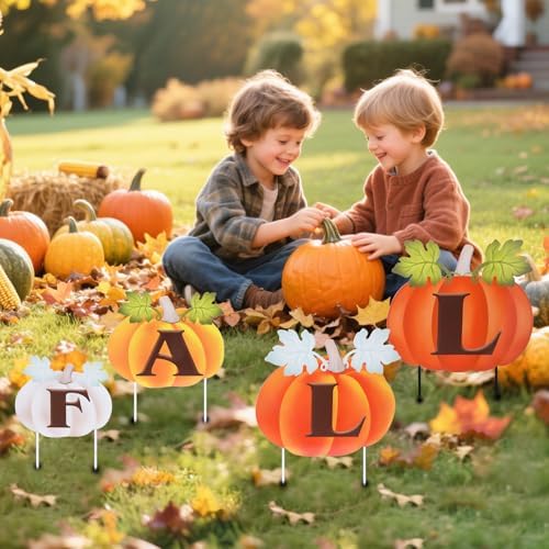 VCUTEKA Fall Outdoor Pumpkins Yard Sign Decor, Thanksgiving Garden Stake - Image 4