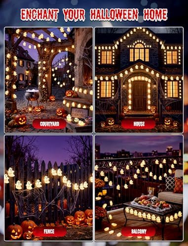 8.5FT Halloween String Lights Outdoor, 10 LED Ghost String Lights Plug in - Image 7
