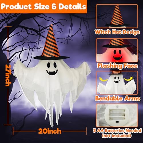 Light up Halloween Animatronics Hanging Ghost Decorations - Image 2