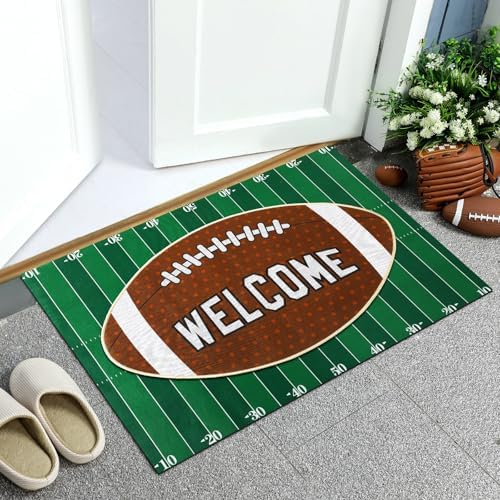 Tinideya 2 Pcs Football Door Mat Set, Outdoor Welcome Mat & Field Rug - Image 5