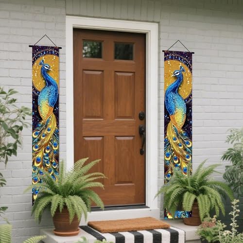 Nuxovilar Peacock Design Porch Banners Set 12x70 Inches Polyester - Image 4