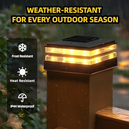 8 Pack Solar Post Cap Lights Outdoor Waterproof, Warm & Cool White, Black - Image 6