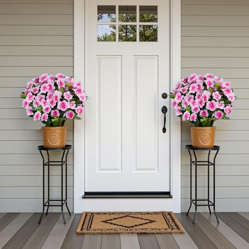 Artificial Impatiens Flowers in Pot for Outdoor 14 Inch Fake Plants - Image 3