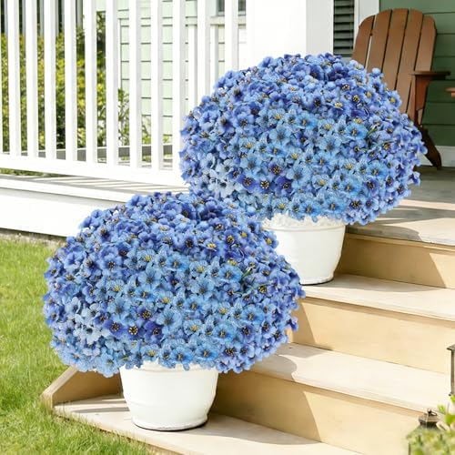 Powbrace 22 Pack Artificial Flowers for Outdoor Indoor Fake Plants(Blue) - Image 4