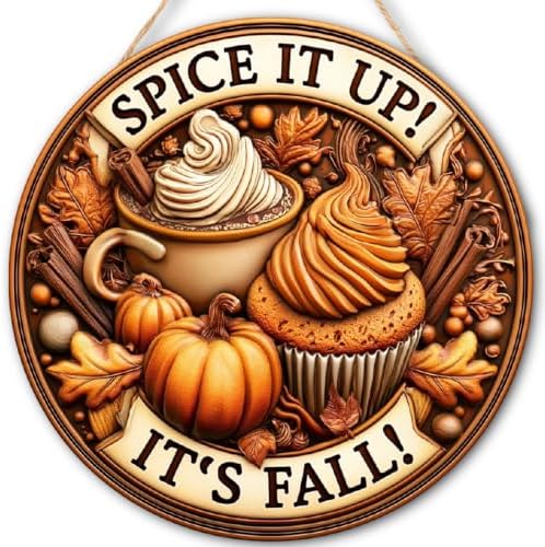 Pumpkin Spice Cafe Fall Decorations Wooden Hanging Sign, Spice it up Sign by FDLLAUS