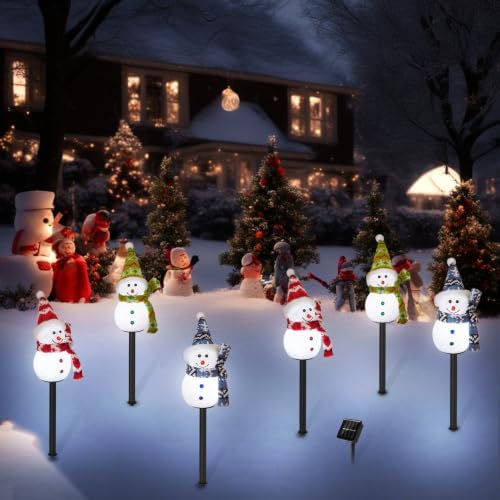 Solar Christmas Snowman Pathway Lights Outdoor Decoration, 6 Pack - Image 6