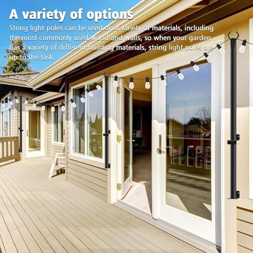 8 Pack String Light Poles,5Ft Metal Poles for Outdoor String Lights,Outdoor Light Poles with Post,Poles/Stand for Outside,Patio,Deck,Backyard,Garden Wedding,Party - Image 6
