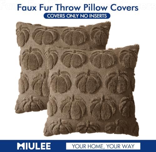 MIULEE Fall Pillow Covers Pumpkin Fall Decor 20x20 Coco Brown - Image 7