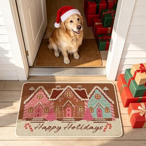 Hexagram Christmas Door Mat 17x29 Inch, Gingerbread House Doormat Outdoor - Image 7