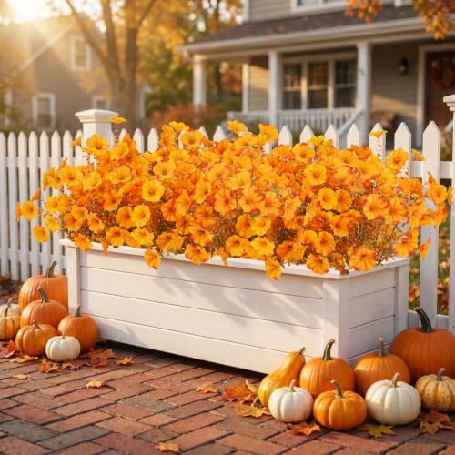 Ouddy Decor 24 Bundles Artificial Flowers for Outdoors (24, Light Orange) - Image 6