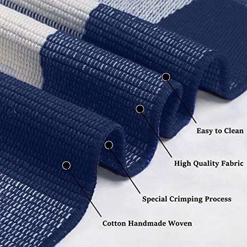 KILOCOCO Buffalo Plaid Checkered Rug 3x5 ft Blue and White Front Door Rug - Image 4